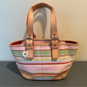 Coach Hampton Daisy Tote Multicolored stripes.  4435. (2004) Vintage. Y2K.